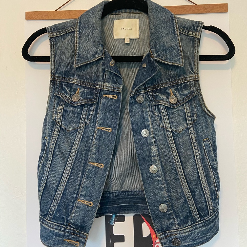 Denim talulah vest from aritzia